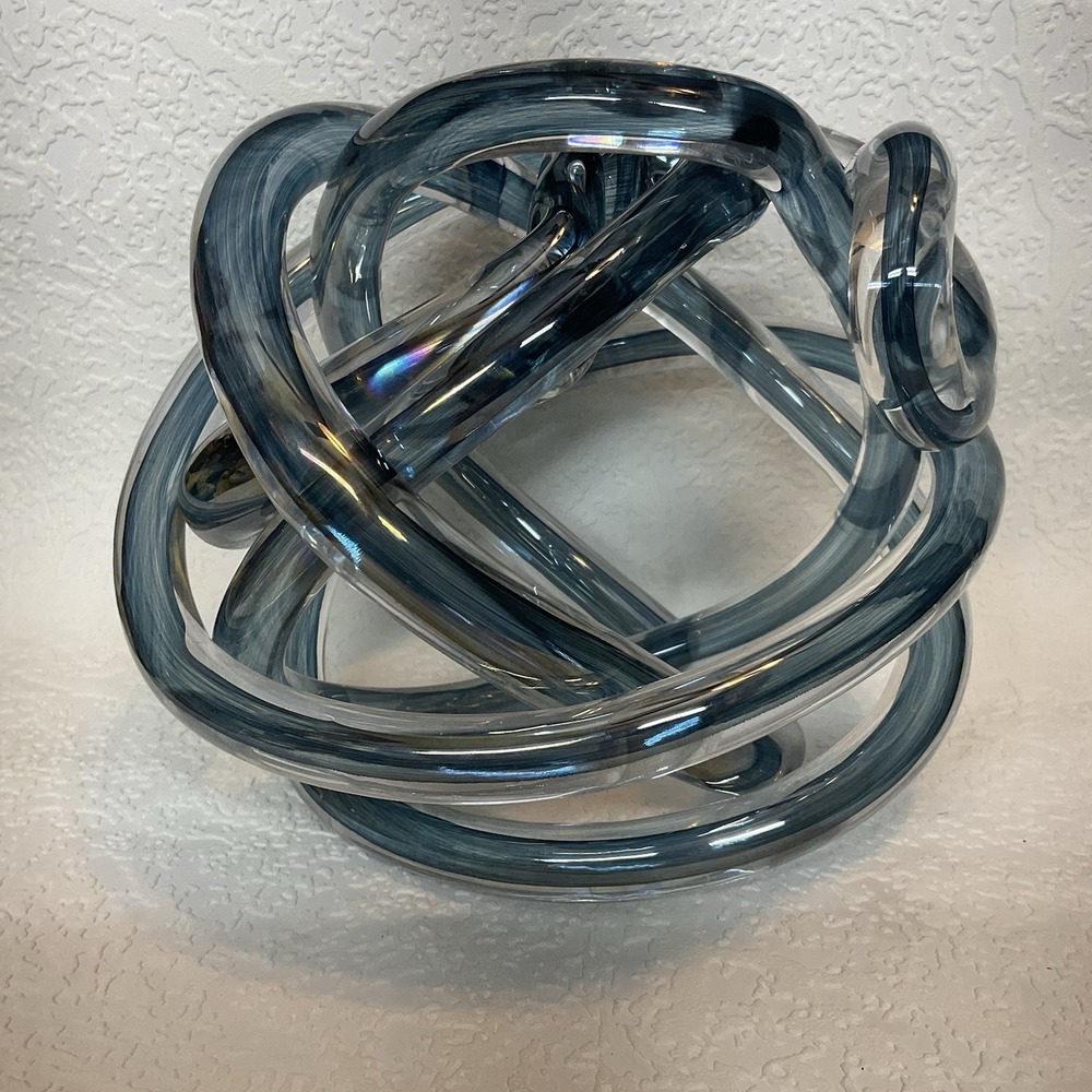Large Hand-Blown Glass Infinity Knot Dculpture Modern Abstract Decor 7.75"x7.25" - Picture 6 of 15